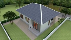 Small House Plan 11×7 Meter 36×23 Feet 3 Beds 1 Bath Hip Roof (A4 Hard Copy)
