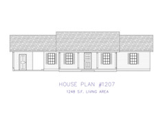 Ranch House Plans 1248 SF 3 Bed 2 Bath Single Carport (Blueprints) #1207