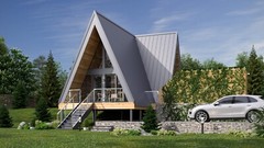 42’x49’ 2 Beds 1 Bath Small A-Frame Cabin Architectural Build Plans PDF Download