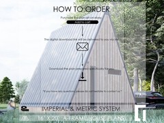 A-Frame House Cabin Plans -320SF- Blueprints – Modern, Bathroom and Loft