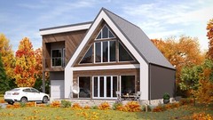 43’x29’ Cozy A-Frame Cabin, 3-Beds, 4 Baths, Garage, 1775SF PDF Download