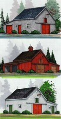 Maple Car Barns with Lofts: 3 Complete Sets of Pole-Barn Plans (eB-411×3)