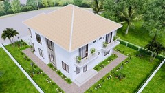 36×40 Feet House Design Plan 11×12 Meter 4 Beds 5 Baths Hip Roof (A4 Hard Copy)