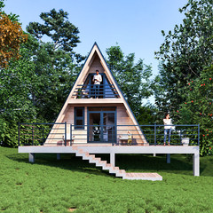 Modern A-Frame Cabin House Plan With AutoCAD File And PDF For Blueprint Plans