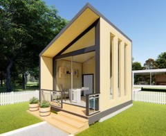 4x5m Mini Office Pod Plans – Compact Design with Seating Area, Desk, and Storage