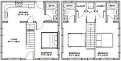 24×24 House — 3 Bedroom — 3 Bath 1,083 sq ft — PDF Floor Plan — Model 7A
