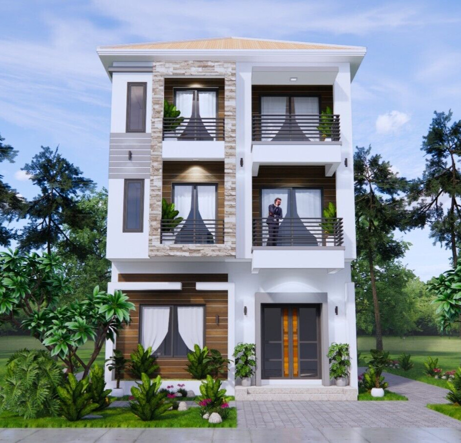 23×30 Feet House Design Plans 7×9 Meter 5 Beds 6 Baths Modern Hip (A4 Hard Copy)