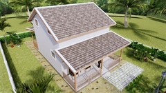 Simple House Design Plans 6×6 Meter 20×20 Feet 2 Bedrooms 2 Baths (A4 Hard Copy)