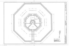 Historic Colonial Williamsburg Octagon brick house printed plans, 2 stories