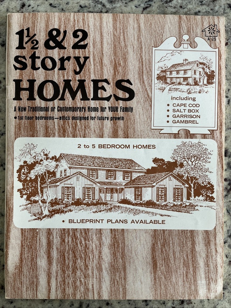 Vintage 1970 Cape Cod Salt Box Garrison Homes Plans Design Catalog Blueprints