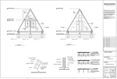 20’x42 1 Bed, 1 Bath Modern A-Frame Cabin Architectural Build Plans PDF.