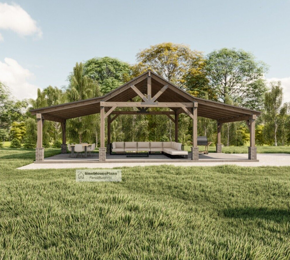 Pole Barn Pavilion Plans with Double Lean