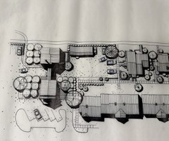 Vintage Hand-Drawn Architectural Site Plan Rendering – Ink on Vellum – 12×18