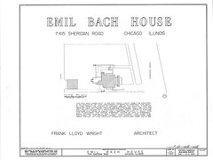 Frank Lloyd Wright Prairie Home, brick, 4 bedrooms, modern house PRINTED PLANS