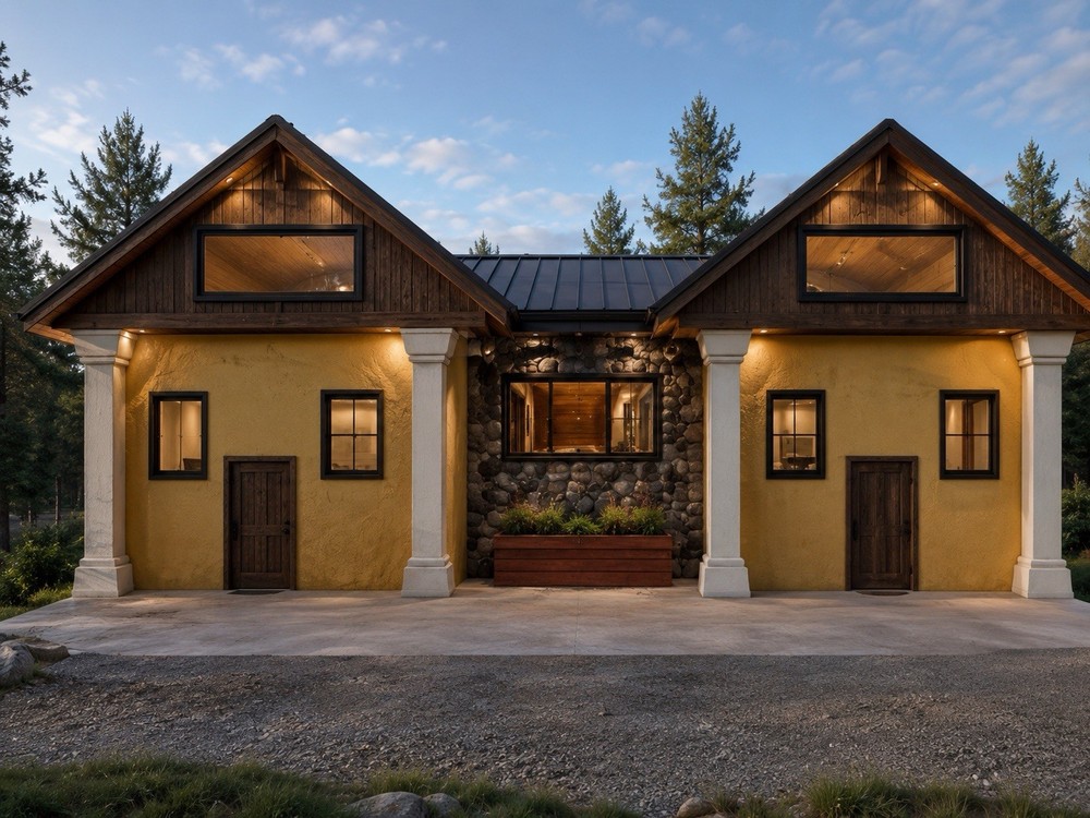 Tiny home house building plan gable roof blueprint 2 lofts 1 bathroom