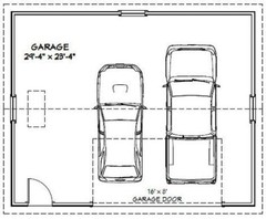 30×24 2-Car Garage — 720 sqft — PDF Floor Plan — 9ft Walls — Model 1B