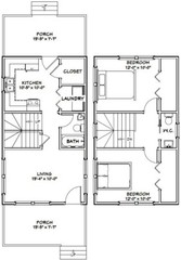 16×28 House — 2 Bedroom 1.5 Bath — PDF Floor Plan — 814 sq ft — Model 5G