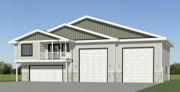 60×44 Apartment with 2-Car 2-RV Garage – PDF FloorPlan – 1,415 sqft – Model 1A