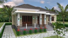 One Story House Plans 12×11 Meter 39×36 Feet 3 Beds Hip Roof (A4 Hard Copy)