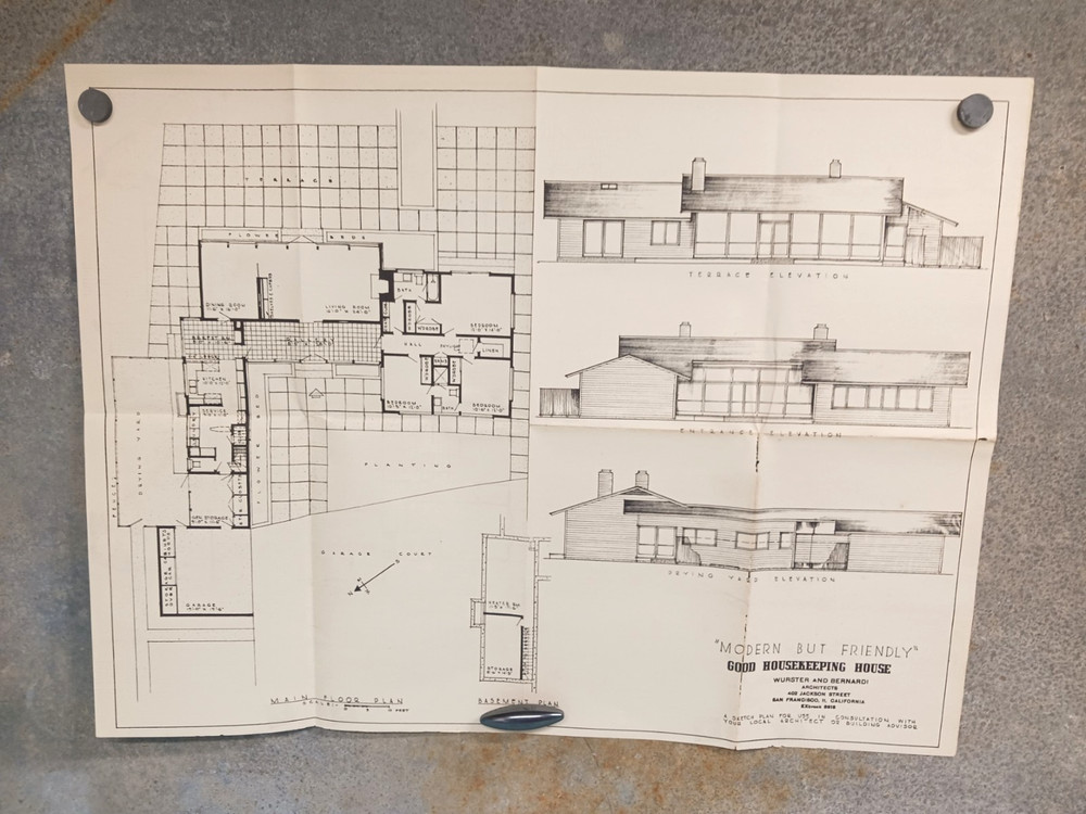 VTG 1950s Modern But Friendly Good Housekeeping Floor Plan MCM U Shape Ranch