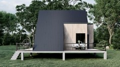 Modern A-Frame Cabin House Plan With 3D Images And PDF For Blueprint Plans