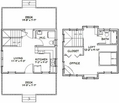 20×16 Tiny House — PDF Floor Plan — 599 sq ft — Model 9A