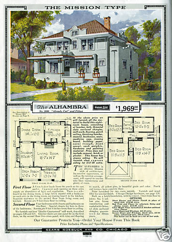 1925 Sears House Mission Style home plan, 4 bedrooms printed architectural plans
