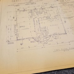 Vintage House Blueprint 33×17 1964 Mid Century Modern Drawing Art Glen Ellyn IL