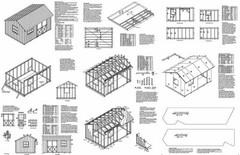 10′ x 14′ Saltbox Roof Garden Storage Shed Plans / Blueprints, #71014