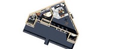 Modern Wing Small House Plans (600 sq.ft.) one bedroom. FREE SHIPPING