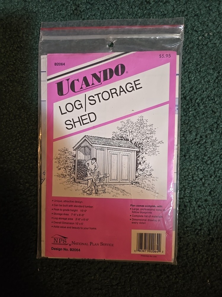 UcanDo Log/ Storage Shed Plans 10′ x 6′ With Materials List Design B2064
