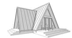 34’x28’ 1 Bedroom, 1 Bath Cozy A-Frame Cabin Architectural Plans PDF Download.
