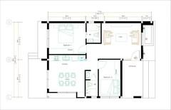 26×36 Feet House Plans 8×11 Meter 2 Beds 2 Baths Terrace Roof PDF (A4 Hard Copy)