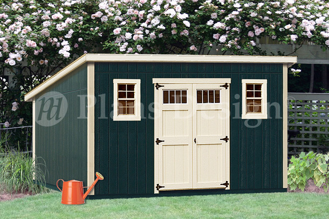 Shed Plans, 10′ x 16′ Deluxe Modern Roof Style #D1016M, Material List Included