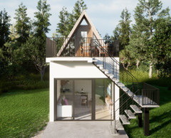 Two story Modern A-Frame Cabin House Plan 3D Images DWG File & PDF For Blueprin
