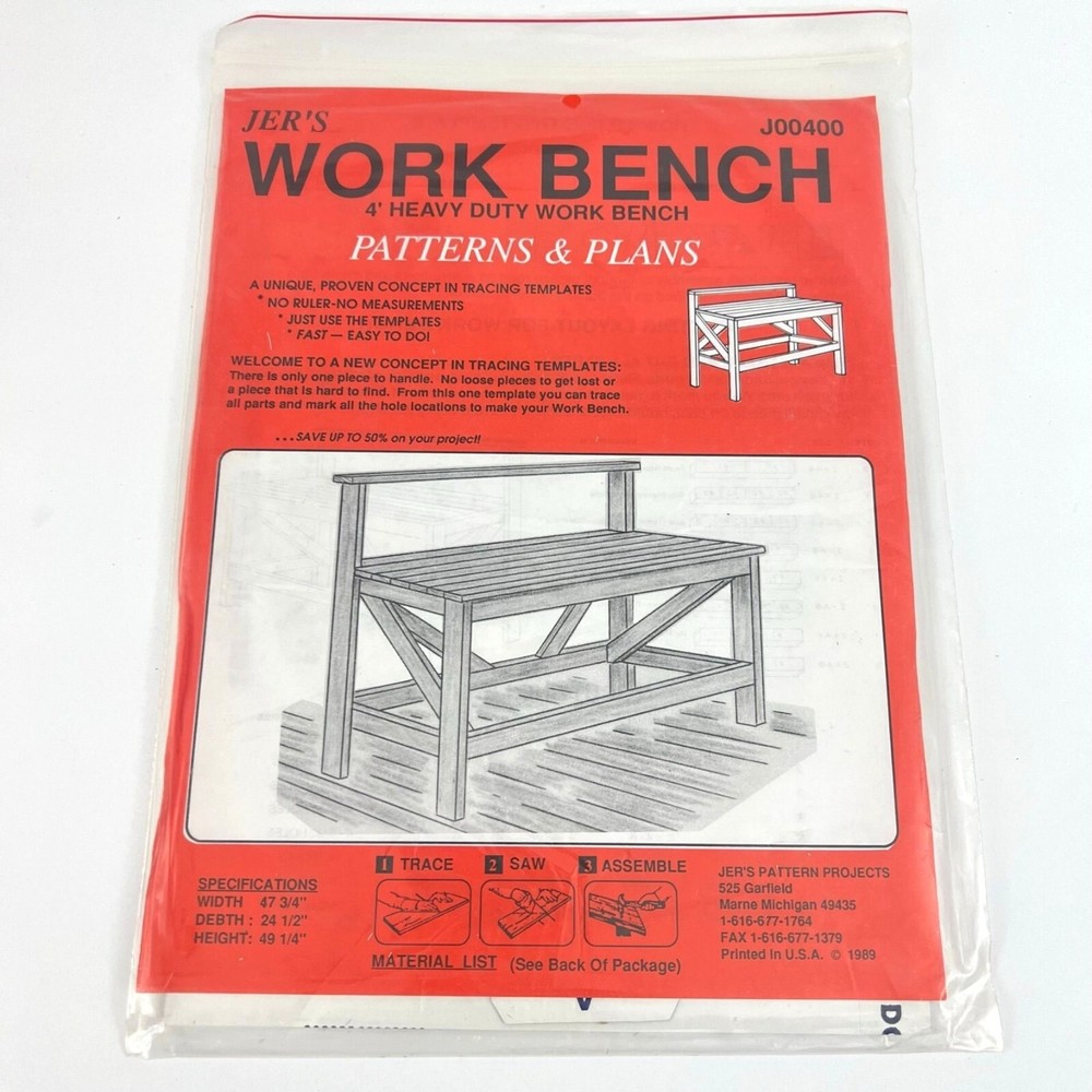 Jer’s Patterns & Plans Work Bench 4 feet Heavy Duty J00400