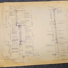 Vintage House Blueprint 33×17 1964 Mid Century Modern Drawing Art Glen Ellyn IL