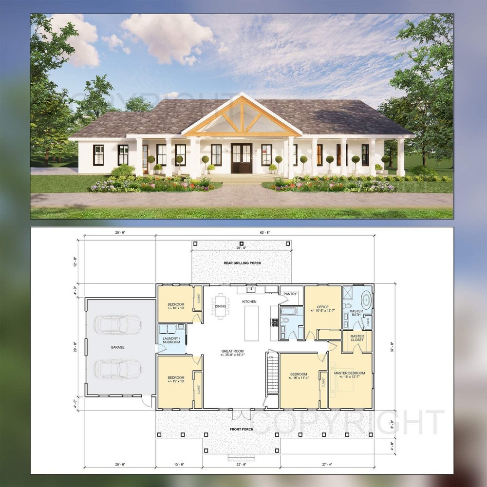 Cedar Springs Barndo House Plan with Basement – 6 Bed 3 Bath – Double Garage – D