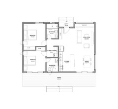 Barndominium House Cabin 2 Bed 2 Bath 40’x35′ 1400 sq ft. | PDF Download