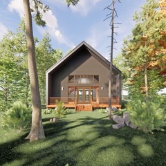 Modern Vacation Cabin Loft 30′ x 30′ Open Plan Cabin / Design Blueprint House Co