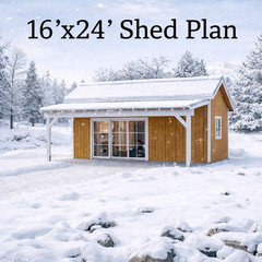 16’x24’ Shed Plan with a Covered Patio-Backyard Guest House designs