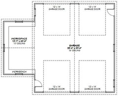 50×40 2-RV Garage — 1,776 sq ft — PDF Floor Plan — Model 1A