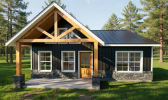 Modern Country Farmhouse Plan: 1,200 (Living) Sqft-3 Bedroom-2 bath