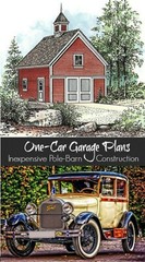 One-Bay Car Barn Plans with Lofts – 3 Different Sets of Pole-Barn Plans (G1)