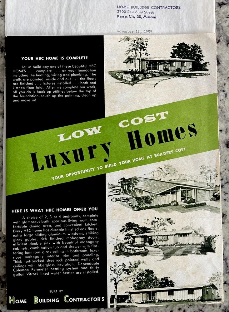 Vintage 1959 Luxury MCM Home Plan Catalog Prices Home Building Contractors KC MO