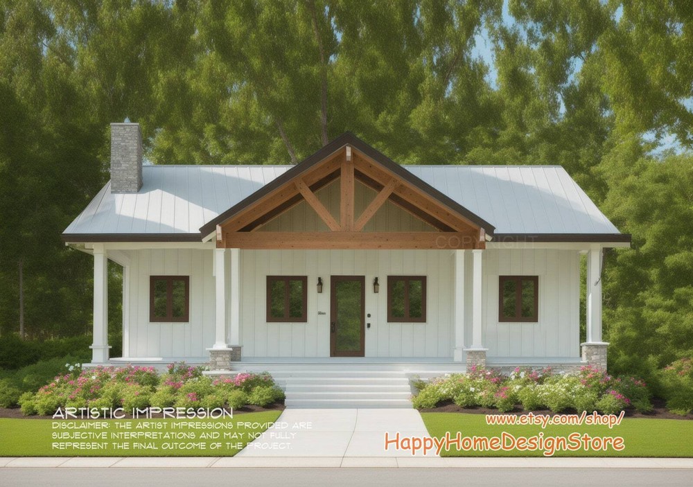 Cottage 3 bed 2 bath (40’x26′) Custom House Plans and Blueprints + electrical