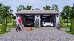 24×24 Feet 7.3×7.3 Meter 2 Cars Garage Shed Plan PDF Plans (A4 Hard Copy)
