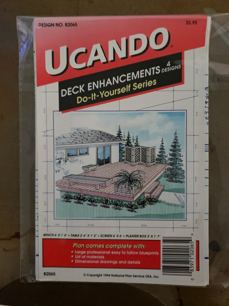 UCANDO B2065 Deck Inhancments 4 designs Plans Rebagged With Material List NOS