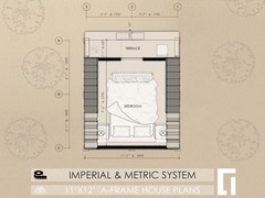 A-Frame House Cabin Plans -145SF- Blueprints – Modern