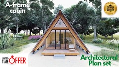 27’-6’’ x 14’-0’’ MODERN A–FRAME CABIN HOUSE PLAN PDF & 3D IMAGES